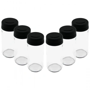 6 Pcs Cam - 225ml Baharatlık - Tuzluk Plastik Kapak (5148)