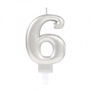 6 Rakam Mum Gümüş Renk (5148)