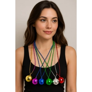 70&apos;ler 80&apos;ler ve 90&apos;lar Temalı Disko Topu Kolye Seti 6 Adet (5148)