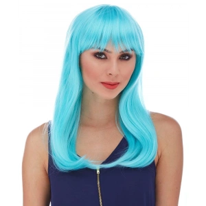 Açık Mavi Renk Uzun Düz Parti Peruğu (5148)