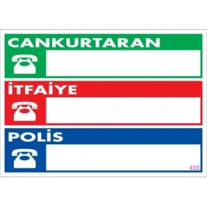 Timion Acil Durum Telefon Levhası 25X35 Kod:430