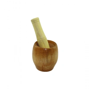 Ahşap Bambu Havan Sarımsak Dövecek Ç: 7cm--d: 5.8cm--y: 8.5cm  Fileli Ambalaj (5148)