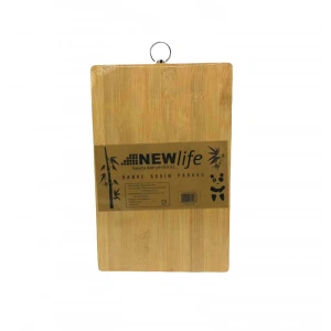 Ahşap Koyu Bambu Kesim Panosu Metal Kulplu 18x28cm (5148)