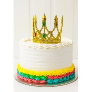 Altın Işıltılı İnce Pasta Tacı Pasta Üstü Taç Plastik Malzeme 8x8 cm (5148)