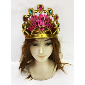 Altın Renk Happy Birthday Yazılı Doğum Günü Tacı 60 cm (5148)