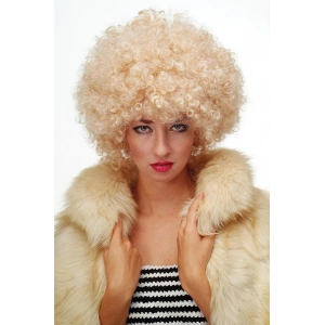 Altın Renk Kıvırcık Afro Bonus Peruk Saç Parti Peruğu Platin Gold