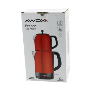 Awox Fresco Kırmızı Elektrikli Çay Makinesi Çaycı Set 1.7lt Su Isıtıcı + 1.2lt Demlik Paslanmaz Çelik Gövde 2200w (5148)