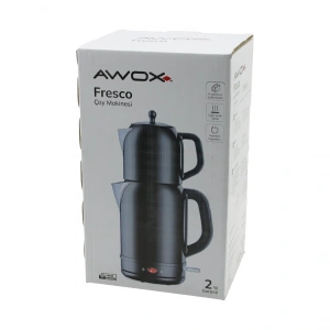 Awox Fresco Siyah Elektrikli Çay Makinesi Çaycı Set 1.7lt Su Isıtıcı + 1.2lt Demlik Paslanmaz Çelik Gövde 2200w (5148)
