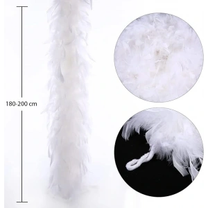 Beyaz Renk Kabarık Kalın Otriş Boa Tüy 6 cm Genişlik 180-200 cm Uzunluk