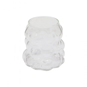 Boncuklu - Boğumlu Cam Bardak 340ml Kahve - Sunum - Meşrubat (5148)