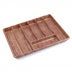 Büyük - Ahşap Renk - 7 Bölmeli Çekmece İçi Kaşıklık 50x37cm (5148)