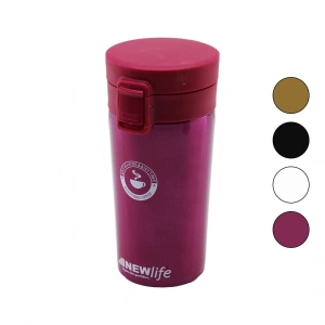 Çelik=18-8 Metal Termos Kupa Bardak 300ml Filtreli Kulpsuz Bas-aç Kilitli Kapak (5148)