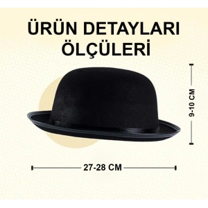 Charlie Chaplin Stil Çocuk Şapkası – Siyah Melon Parti Şapkası