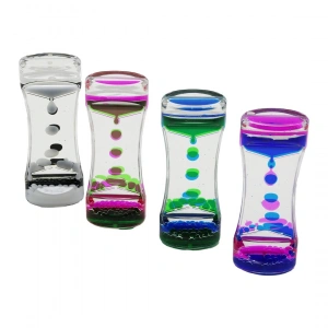 ÇİFT RENK SU ÇİFT KATLI DAR ŞİŞE MODEL  SULU KUM SAATİ MİKA AKRİLİK PLASTİK 13.7 X 5.2 X 3.3CM (5148)