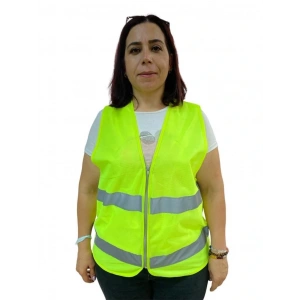 Timion Fermuarlı Sarı İkaz Yeleği Xl Beden 59 Cm