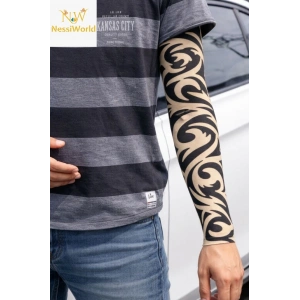 Giyilebilir Kol Dövmesi Çorap Dövme 3D Baskılı Kol Bacak Dövme 2 Adet Model 14