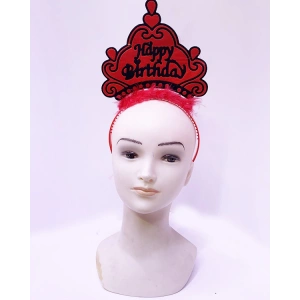 Happy Birthday Neon Kırmızı Renk Doğum Günü Tacı 24x15 cm (5148)