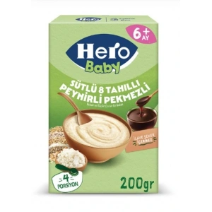 Hero Baby Sütlü 8 Tahıllı Peynirli Pekmezli Kaşık Mama 200 Gr