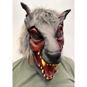 Kafaya Tam Geçmeli Lateks Dişli Ağzı Açık Kurt Maskesi NessiWorld