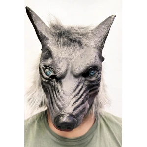 Kafaya Tam Geçmeli Lateks Mavi Gözlü Dişli Ağzı Açık Kurt Maskesi NessiWorld