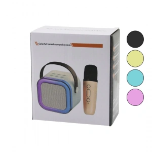 Karaoke Mikrofonlu Wireless Hoparlör - Speaker Işıklı Usb Şarjlı Dc 5v - Tf - Aux K-12 (5148)