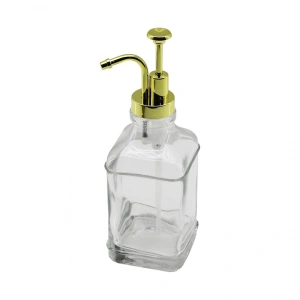 Kare Cam Şişe - Şeffaf Sıvı Sabunluk 500ml Pompa - Musluk Ayrık Model Başlı (5148)