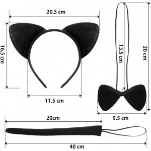 Timion Kedi Kostüm Taç Kuyruk Papyon Seti 1 Adet