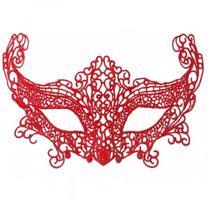 Kırmızı Renk Dantel Örgü İşlemeli Parti Maskesi Model 3 (5148)