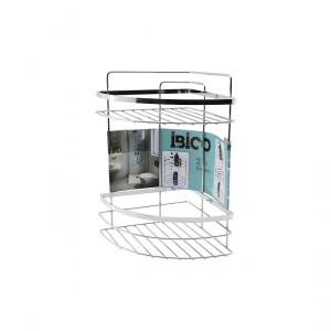 LAMALI   2 KATLI - ÜÇGEN   KROM   METAL  BANYO KÖŞELİK - DUŞKABİN RAF (5148)