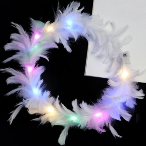 Timion Led Işıklı Rengarenk Yanan 3 Fonksiyonlu Otrişli Parti Tacı Beyaz Renk 12x12 cm NessiWorld