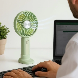 Masa Üstü Standlı Usb İle Şarj Olabilen 3 Ayarlı Fan Modlu Çanta Tipi El Fanı (5148)