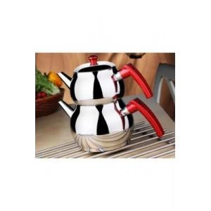 Mini 2lt Küçük Boy Küre Çelik Çaydanlık Seti - Üst: 0.75lt - Alt: 1.4lt (5148)