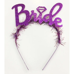 Mor Renk Bekarlığa Veda İtalik Yazı Alyanslı Bride Taç (5148)