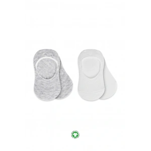 NessiWorld 2Li Penye Babet Silikonlu Basic Çorap 30104 Gri Beyaz