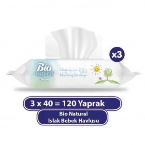 Bio Natural Islak Havlu Mendil 3x40 120 Yaprak