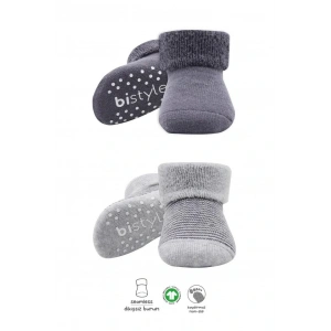 NessiWorld Çemberli Kaymaz Havlu Soket Çorap 2Li BS10503 Gri-Antrasit(ADET FİYATIDIR)