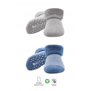 NessiWorld Çemberli Kaymaz Havlu Soket Çorap 2Li BS10503 İndigo Gri(ADET FİYATIDIR)