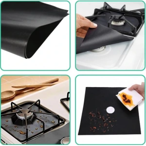 Ocak Koruyucu Folyo Yanmaz Yapışmaz 4lü Set SiYAH