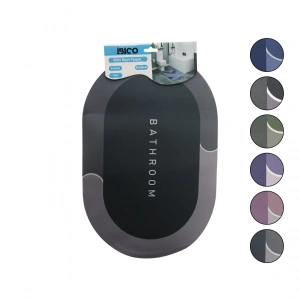 Oval - Mat Renkler   38x58cm   Su Emici - Sihirli  Banyo Paspası  Elastik (5148)