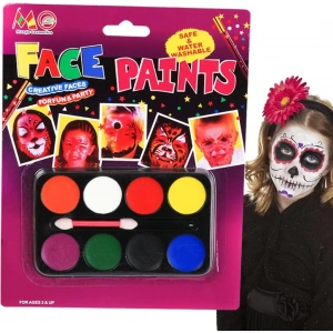 Palyaço Yüz Boyama Seti Fırçalı Makyaj Boyama Seti 8 Renk