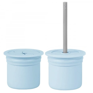   Pipetli Silikon Bardak Seti Mineral Blue / Powder Grey