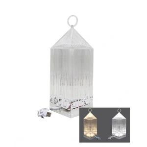 Piramit Kristal 3 Renk Led Dokunmatik Usb Şarjlı Masa Lambası (5148)