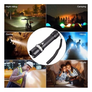 Profesyonel Şarjlı El Feneri Uzun Menzilli Şarjlı Zoomlu Süper Güçlü Acil Durum Feneri Çift Bataryal (5148)