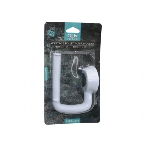 Qlux L-00107 Avantage Tuvalet Kağıtlık  Beyaz Plastik   Yapışkanlı - Vidalı Montaj (5148)
