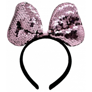 Renk Değiştiren Pullu Payetli Fiyonk Parti Tacı Pembe Gümüş Renk 20x16 cm (5148)