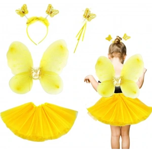Sarı Kelebek Kostümü Çocuk  Seti 4 Parça NessiWorld
