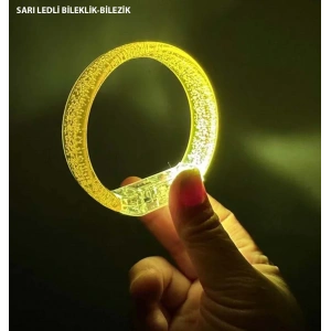 Sarı Led Işıklı Baskı Yapılabilen Pilli Bileklik Bilezik 1,5 cm Genişlik (5148)