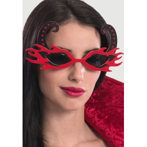 Siyah Boynuzlu Kırmızı Renk Alevli Parti Gözlüğü 21x10 cm (5148)