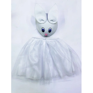 Tavşan Kostümü Beyaz - 23 Nisan Tavşan Şapka ve Tütü Etek Seti 2 Parça