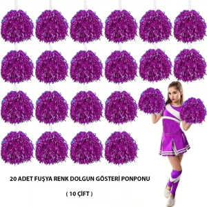Timion 10 Çift ( 20 Adet ) Fuşya Renk 23 Nisan 19 Mayıs 29 Ekim Okul Gösteri Ponponları (5148)